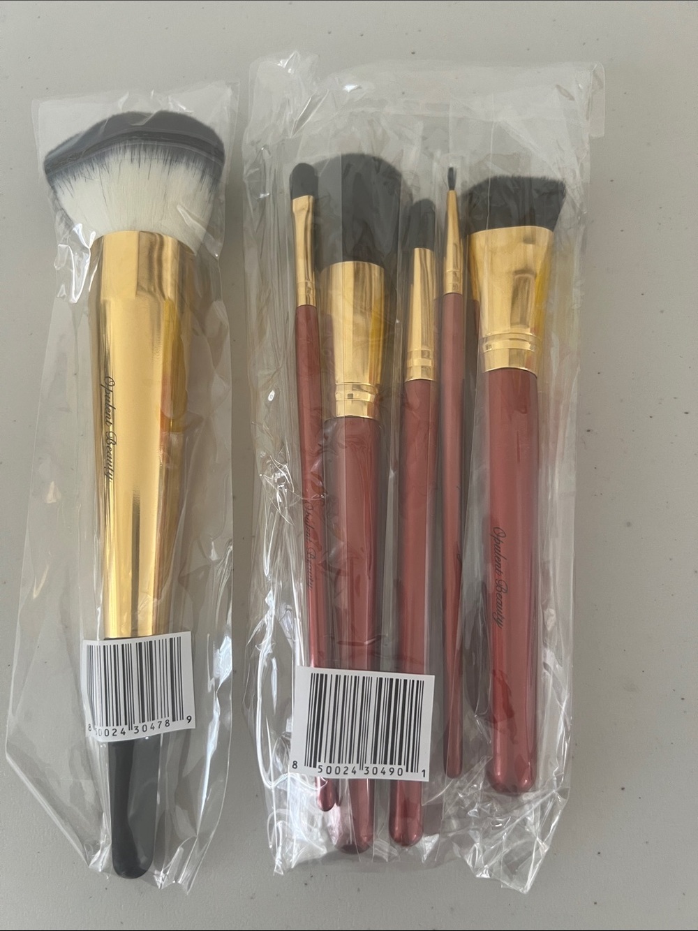Gold & Red Makeup Brush Set - 6 Piece Brush Kit